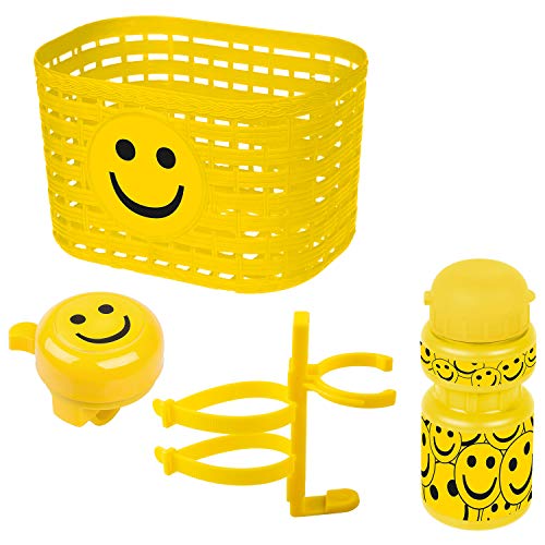 Ventura Unisex – Babys Smile Zubehörset für Kinderfahrrad, Korb, Glocke, Trinkflasche, gelb von Ventura