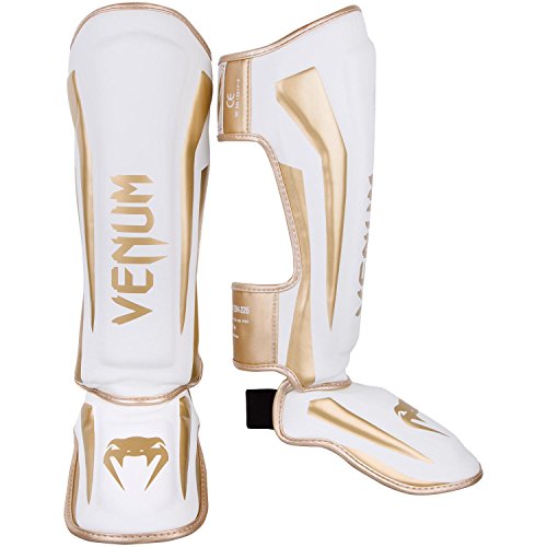 Venum Elite Boxen Schienbeinschutz, Weiss / Gold, XL von Venum