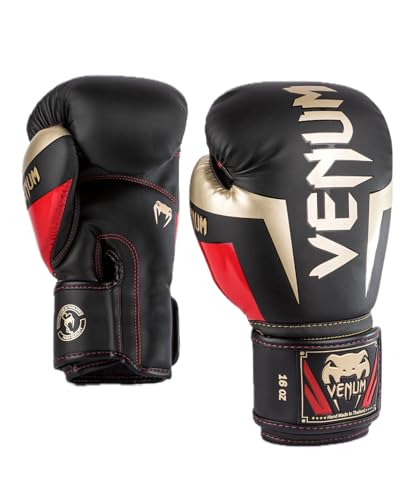 Venum Unisex-Adult Elite Boxhandschuhe, Schwarz/Gold/Rot, 10 Oz von Venum