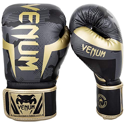 Venum Elite Boxing Gloves Boxhandschuhe, Dunkelgrau Camo/Gold, 10 Oz von Venum