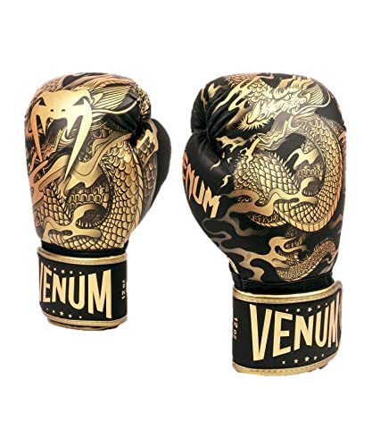 Venum Unisex-Adult Dragon's Flight boksehandsker Boxhandschuhe, Schwarz/Bronze, 16 Oz EU von Venum