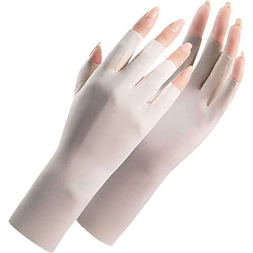 Vepoty Sonnenschutz-UV-Schutzhandschuhe, Sommer-Halbfinger-Handschuhe, rutschfeste Fahrhandschuhe, atmungsaktive Outdoor-Sport-Fäustlinge von Vepoty