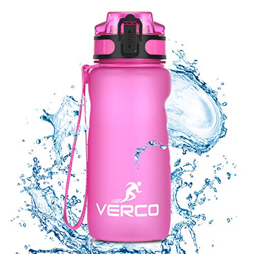 Verco Trinkflasche +Fruchtsieb, [BPA Free Tritan - 350ml] Freizeit Wasserflasche für Sport, Fitness, Uni, Camping Outdoor - Sportflasche ist Auslaufsicher, Bruchsicher, Pink von Verco