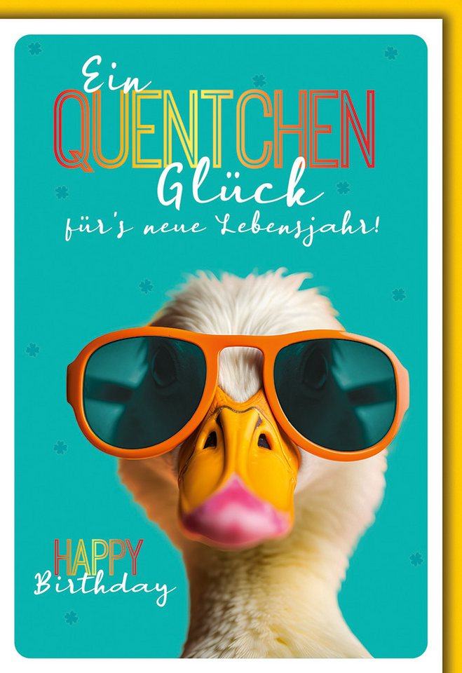 Verlag Dominique Grußkarten Geburtstag - Karte mit Umschlag - Ente mit Sonnenbrille von Verlag Dominique