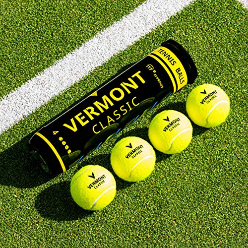 Vermont Klassische Tennisbälle – ITF-genehmigte Bälle aus gewebtem Stoff (1 Rohr | 4 Bälle) von Vermont