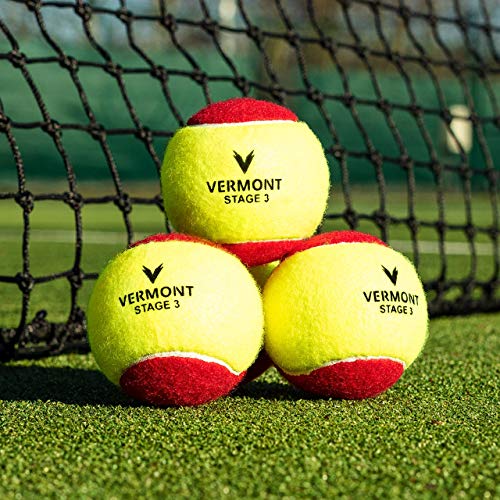 Vermont Tennisbälle | Training Tennis Balls - ITF-genehmigte Tennis Bälle - alle Spielplatzoberfläche | Tennisbälle Kinder | Tennis Zubehör | Tennisbälle Training (36 Bälle (Nachfüllung), Mini Rot) von Vermont