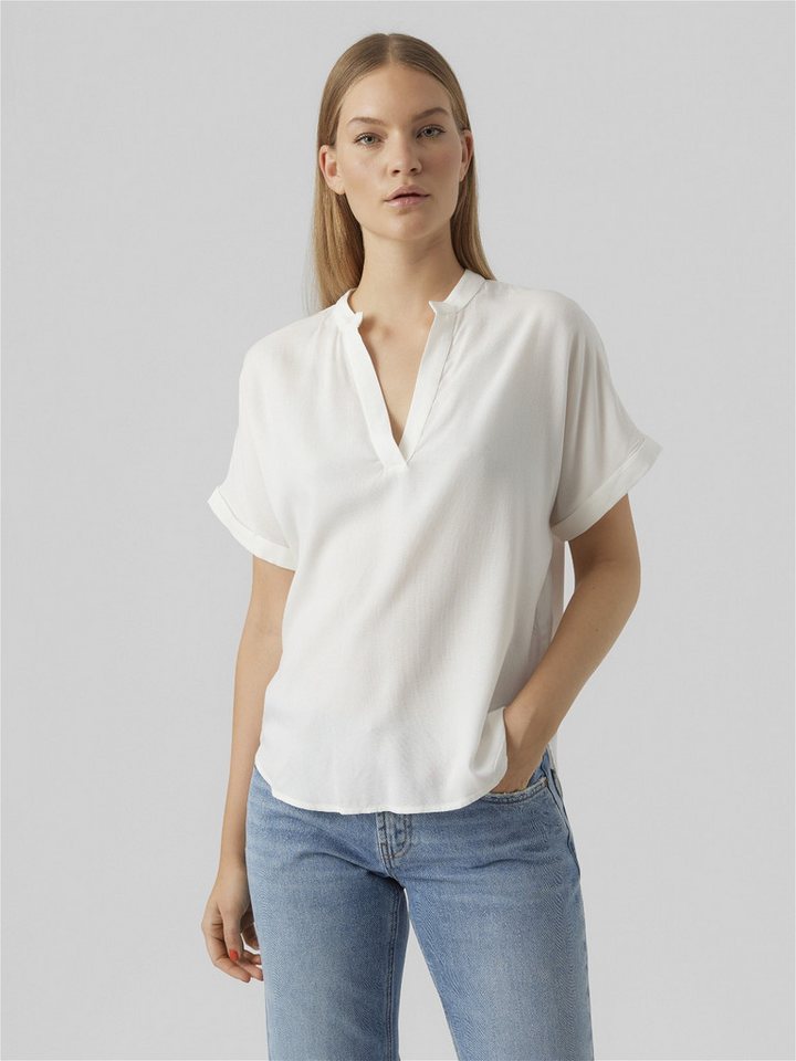 Vero Moda Blusenshirt Top Casual Splitneck Bluse 7464 in Weiß von Vero Moda