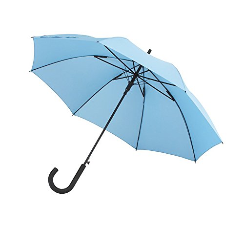 Automatischer Stockschirm Metallstock Regenschirm in hellblau Ø103 cm Der Schirm verfügt über Schließband & Klettverschluss von Vertrieb durch Preiswert & Gut