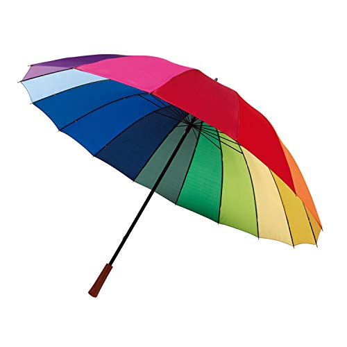 Golfschirm Stockschirm 16 Segmente Regenschirm in Regenbogenfarben Ø131 cm von Vertrieb durch Preiswert & Gut