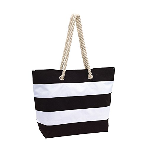 Strandtasche Damentasche schwarz 2 Kordel Henkel aus Baumwolle mit Metallösen von Vertrieb durch Preiswert & Gut