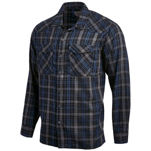 Vertx Herren Canyon Valley Taktisches Flanellhemd Langarm Outdoor Arbeitshemden mit Taschen Hemd, River Shade Plaid, Large von Vertx