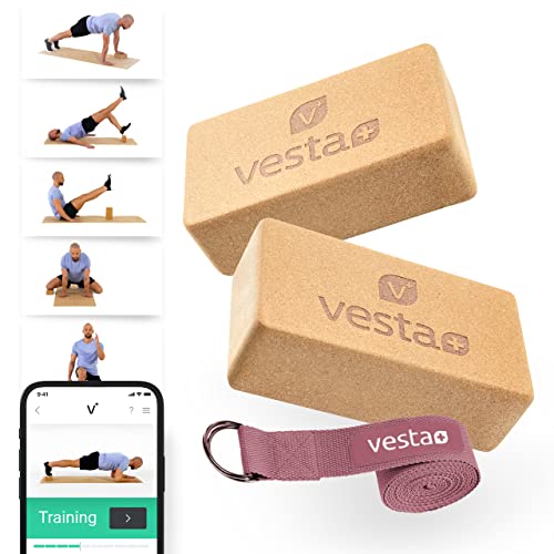 Vesta+ Yogablock Kork + Fitness App, Yoga Block Kork aus ökologischem Naturkork, Dein rutschfester & nachhaltiger Yoga Klotz, Der Fitness Block für das Plus in Deinem Workout. von Vesta+