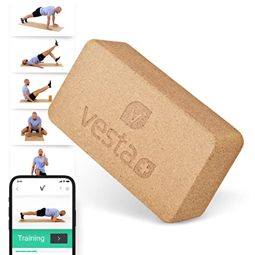 Vesta+ Yogablock Kork + Fitness App, Yoga Block Kork aus ökologischem Naturkork, Dein Rutschfester & nachhaltiger Yoga Klotz, Der Fitness Block für das Plus in Deinem Workout. von Vesta+