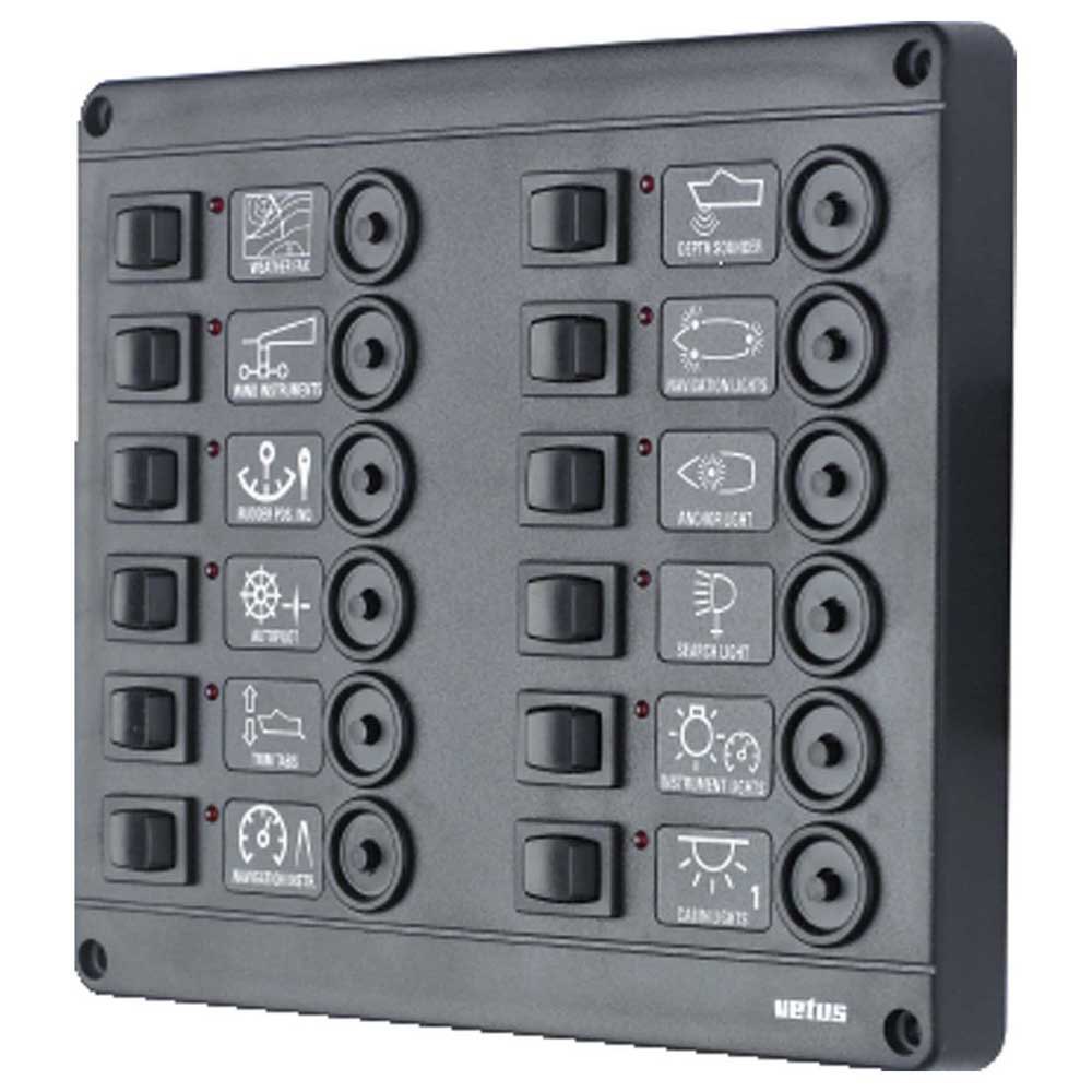 Vetus P12 Fuses Switches Panel With Circuit Breaker Schwarz 12V von Vetus