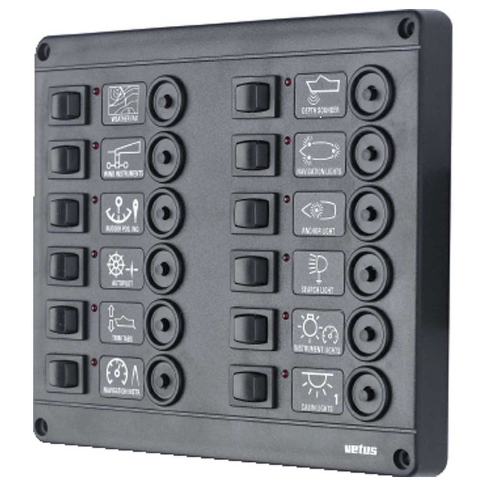 Vetus P12 Fuses Switches Panel With Circuit Breaker Schwarz 24V von Vetus