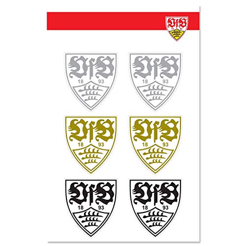 VfB Stuttgart Aufklebebogen - Wappen Silber Gold schwarz - 6er Set Aufkleber, Sticker - Plus Lesezeichen Wir lieben Fußball von VfB Stuttgart