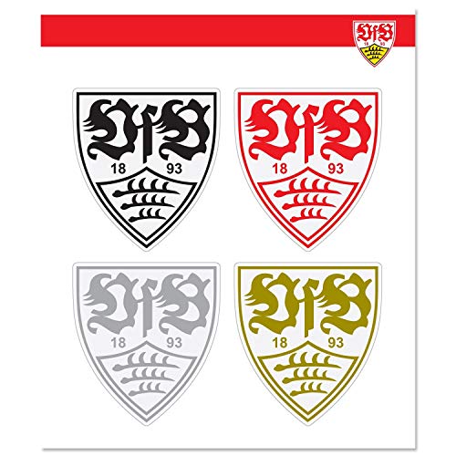 VfB Stuttgart Aufkleberbogen 4er Set - Wappen schwarz rot Silber Gold - Aufkleber, Sticker - Plus Lesezeichen Wir lieben Fußball von VfB Stuttgart