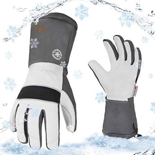 Vgo 2 Paar hohe Fingerfertigkeit Touchscreen Ziegenleder Winter warme Skihandschuhe Kältespeicher Arbeitshandschuhe G200 Thinsulate wasserdichte Einlage (GA8435FW) … von Vgo...