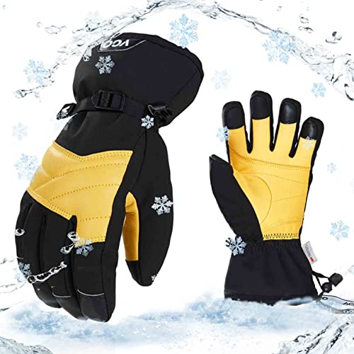 Vgo... 1Paar Skihandschuhe für Männer & Frauen, Winter Outdoor Handschuhe, Wasserdicht, Rindsleder, 3M Thinsulate -30℃/-22°F (CA2469FW) von Vgo...