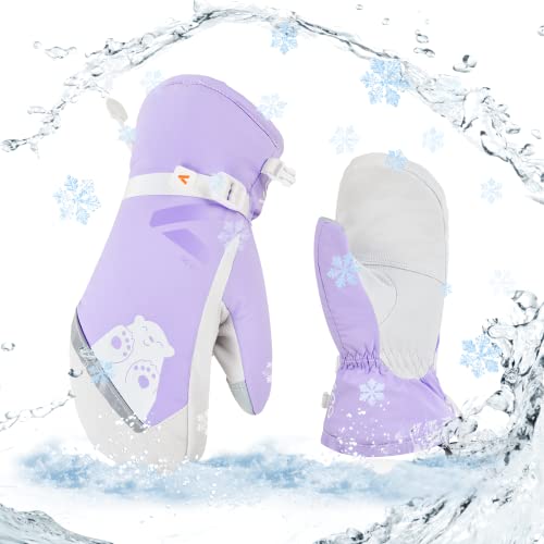 Vgo... 1Paar -20℃/-4°F oder darüber Skihandschuhe für Frauen aus Ziegenleder, Winter Outdoor Handschuhe, Wasserdicht, 3M Thinsulate (GA2475FLWP) von Vgo...