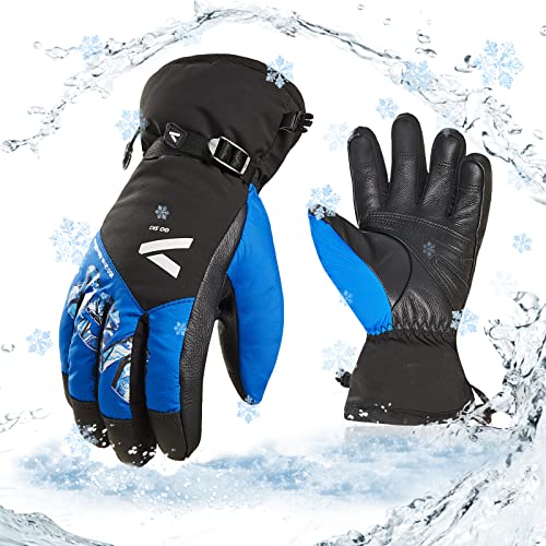 Vgo... 1Paar -20℃/-4°F oder darüber Skihandschuhe für Männer aus Rindsleder, Schnee-Handschuhe, wasserdichte Outdoor-Handschuhe, 3M Thinsulate (CA2473FLWP) von Vgo...