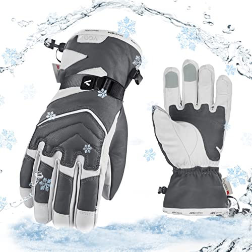 Vgo... -30℃/-22°F oder darüber Skihandschuhe aus Rindsleder für Männer & Frauen, Schnee-Handschuhe, Outdoor Handschuhe, wasserdicht, 3M Thinsulate (CA2468FW) von Vgo...