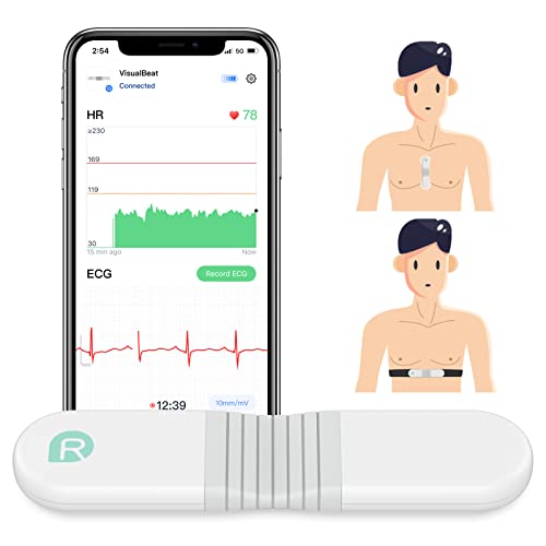 Wellue VisualBeat Brustgurt Herzfrequenzmesser, ANT +, Bluetooth, 24-Stunden-Herzfrequenzmessung, APP mit EKG Funktion, Tragbarer Herzfrequenz Sensor mit Vibrationsalarm von ViATOM