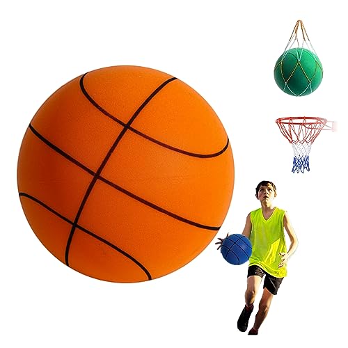 Leiser Basketball, Indoor-Training, Leiser Ball, Weiches Schaumstoffball-Spielzeug, Hochelastisch, Interaktiver Spielzeug-Basketball Für Kinder Und Erwachsene(Diameter 9.45'', Basketball Style-Orange) von ViCUULY