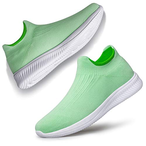 vibdiv Damen Wanderschuhe Sneakers Daily Schuhe Slip-on Leicht Bequem, Grün 42 von vibdiv