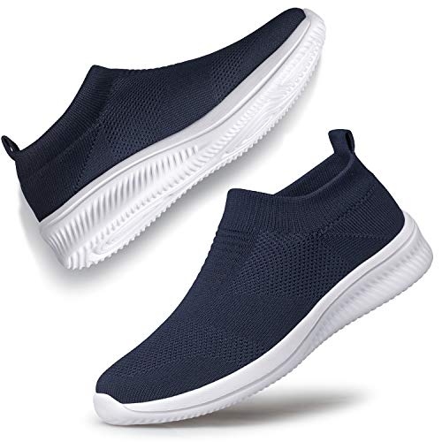 vibdiv Leichte Damenschuhe Slipper Wanderschuhe Flache Schuhe Atmungsaktiv Bequem zum Joggen Arbeiten Blau 40 von vibdiv