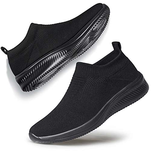 vibdiv Schuhe Frauen Sneaskers Leichte Trainer Komfortable Casual Office Flache Schuhe, Alles schwarz 40 von vibdiv