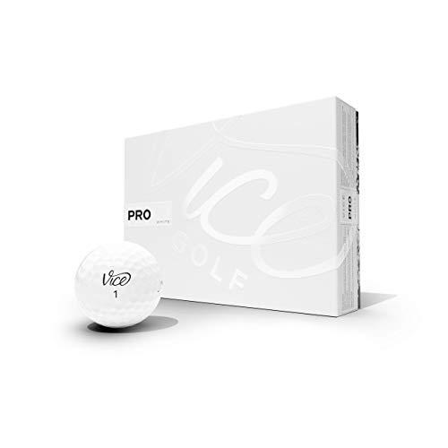 VICE Golf Pro White 2020 | 12 Golf Bälle | Eigenschaften: 3-Piece Cast Urethan, maximale Kontrolle, hoher Spin im Kurzspiel | Mehr Farben: Neon Lime/Red | Profil: Für fortgeschrittene Golfer von Vice Golf