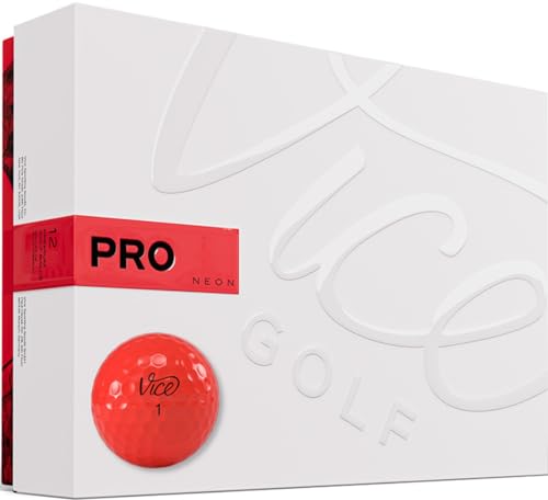 VICE Golf Pro Neon Red 2020 | 12 Golf Bälle | Eigenschaften: 3-Piece Cast Urethan, maximale Kontrolle, hoher Spin im Kurzspiel | Mehr Farben: Neon Lime/Red | Profil: Für fortgeschrittene Golfer von Vice