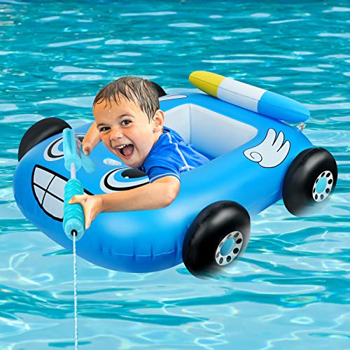 Vicloon Baby Schwimmring,Baby Float Kleinkinder Schwimmsitz,Blau Autostil Baby Pool Schwimmring mit Wasserspritzpistolen, Baby Schwimmhilfe für Kinder von 3-10 Jahre alt von Vicloon