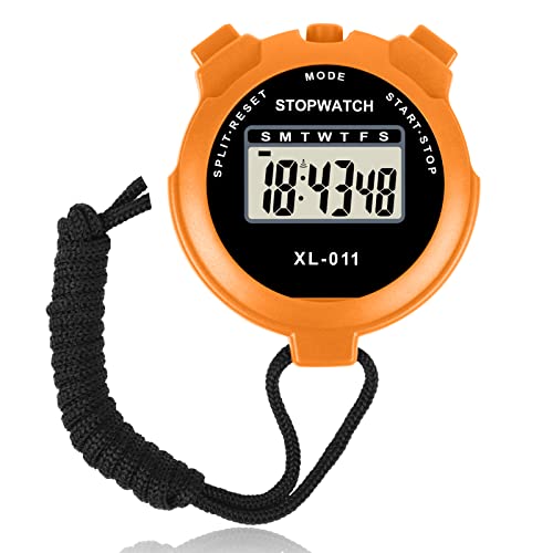 Vicloon Digital Sport Stoppuhr Timer, Digitale Stoppuhr mit Großem Display, Sport Stoppuhren mit Wecker, Kalender, Woche, für Trainer, Schiedsrichter, Basketball, Laufen, Schwimmen(Orange) von Vicloon