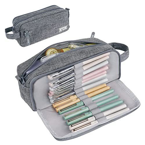 Vicloon Federmäppchen, Mäppchen mit Trennfach, Federtasche, Bleistift Tasche groß, Briefpapier Tasche, Handheld Tragbare, Bleistift Beutel für Schule & Büro - Grau von Vicloon