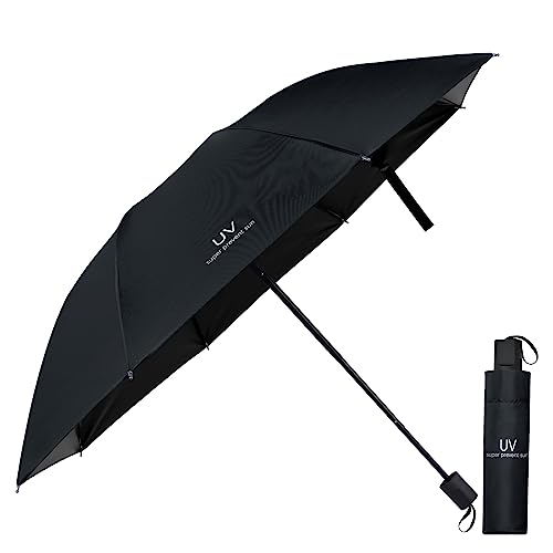 Vicloon Regenschirm, Regenschirm Sturmfest, 210T Teflon-Beschichtung, Sonnenschutz Regenschirm Im Freien UV Faltender Regenschirm, Leicht Kompakt (Elegantes Schwarz) von Vicloon