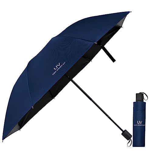Vicloon Regenschirm, Regenschirm Sturmfest, 210T Teflon-Beschichtung, Sonnenschutz Regenschirm Im Freien UV Faltender Regenschirm, Leicht Kompakt (Marineblau) von Vicloon