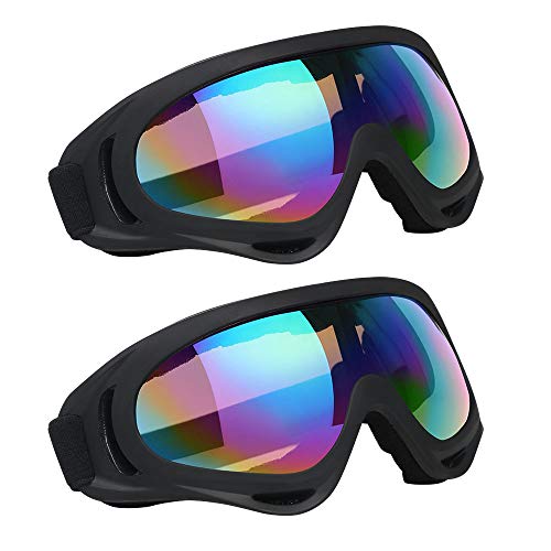 Vicloon Skibrille, 2 Stück Ski Snowboard Brille, UV-Schutz Goggle, Motocross Brille Helmkompatible, Anti-Fog Skibrille, Sportbrille für Skifahren Motorrad Fahrrad Skaten, Unisex von Vicloon