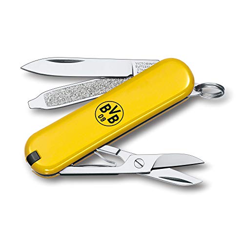 VICTORINOX Taschenmesser Classic SD BVB-Edition, 7 Funktionen, Swiss Made, Multitool mit kleiner Klinge, Schere, Nagelfeile, Gelb/Schwarz von Victorinox