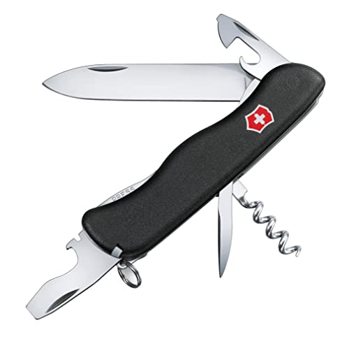 Victorinox Schweizer Taschenmesser schwarz, Picknicker, Swiss Army Knife, Multitool, 11 Funktionen, Dosenöffner, Schraubendreher, Feststellklinge von Victorinox