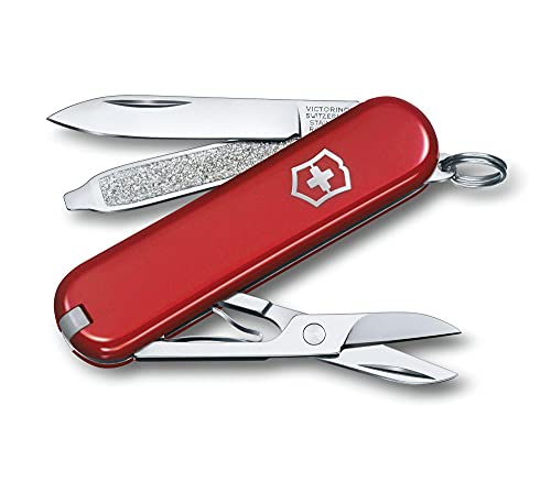 Victorinox Schweizer Taschenmesser Klein, Classic SD, Schlüsselanhänger, Multitool, 7 Funktionen, Klinge, Nagelfeile, Schraubendreher von Victorinox