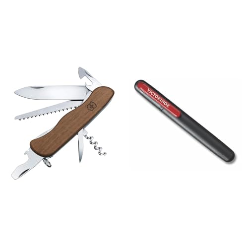 Victorinox Swiss Army Knife, Schweizer Taschenmesser, Forester & Dual-Messerschärfer Outdoor, Taschenmesser Schärfer, Schleifstein klein, schwarz von Victorinox