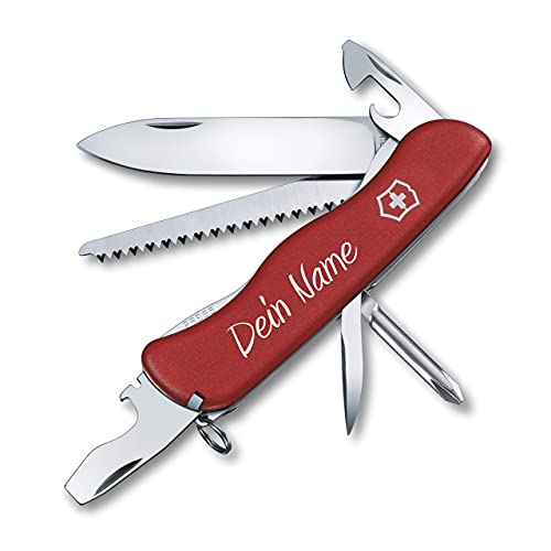 Victorinox Taschenmesser Trailmaster mit Wunsch Druck auf der Schale I Geschenk für Männer Frauen I zum Geburtstag I Schweizer Taschenmesser personalisiert mit 12 Funktionen 0.8463 (rot) von Victorinox