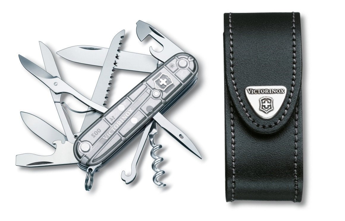 Victorinox Taschenmesser Victorinox Huntsman transparent silber inkl. Gürteletui, Victorinox Huntsman transparent silber inkl. Gürteletui von Victorinox