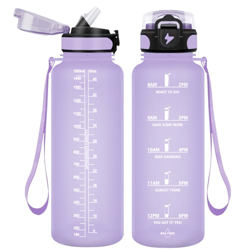 Vikaster 1.5l Trinkflasche mit Strohhalm, BPA-frei 1500ml Auslaufsicher Kunststoff Wasserflasche, Trinkflasche für Yoga, Reisen, Fitness, Wandern, Outdoor von Vikaster