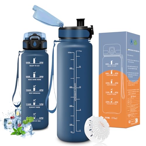 Vikaster Trinkflasche sport, Trinkflasche 0.5l, Trinkflasche Fahrrad, Trinkflasche Kohlensäure Geeignet, Sportflasche für Kinder, Fahrrad, Schule, Fitness, Outdoor von Vikaster