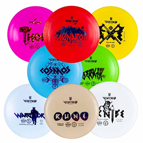 Viking Discs Ground Disc Golf Set - 8 Frisbee-Scheiben für Jede Entfernung, PDGA zugelassen - Funsport im Freien für Erwachsene und Kinder - Putter, Mid-Range, Fairway Driver, Distance Driver von Viking Discs
