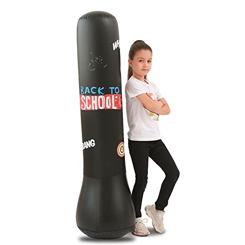 Boxing Punching Sandsack, verdicken aufblasbaren Boxtraining Boxsack freistehende Tumbler Fitness Stressabbau für Erwachsene Kinder(Black 1.2M) von Vikye