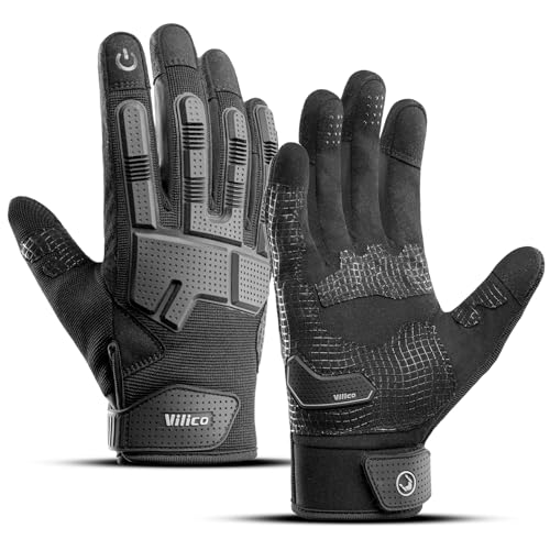 Vilico Motorcycle Tactical Gloves for Men Women Touch Screen,Damping Palm Pads para MTB Mountainbike, Rennradm, Fahrrad,Klettern von Vilico